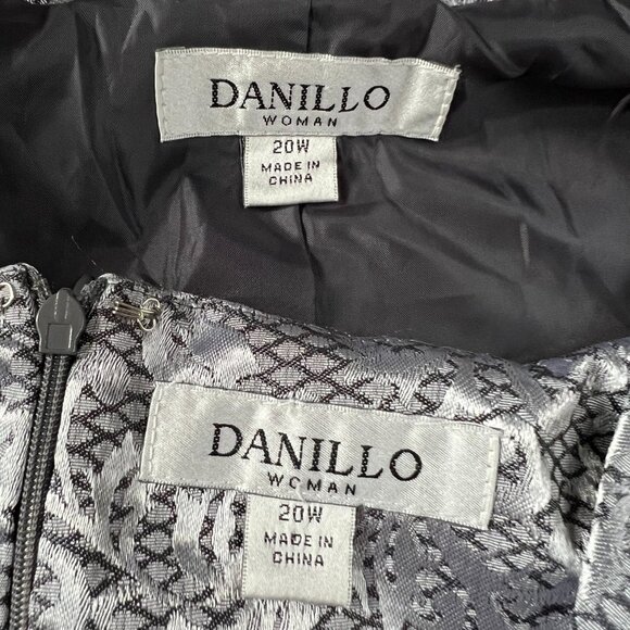 NEW Danillo 2-Piece Dress Suit Jacket Silver Brocade Size 20W - Picture 5 of 16